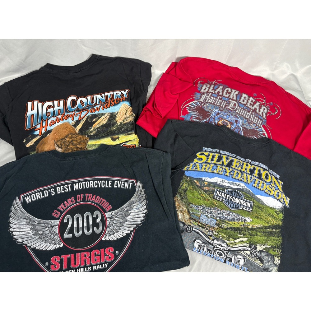 Lot of 4 Harley Davidson T-Shirts Mens Vtg Sturgis Silverton Black Bear Sz large